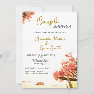 Orangen Oleander Blumen Strand Paar Dusche Einladung