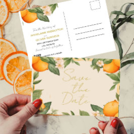 Orangen-Overlay für Hochzeiten Save the Date Ankündigungspostkarte