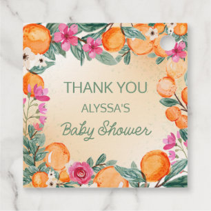Orangen Rosa Blume Kleine Niedliche Babydusche Geschenkanhänger