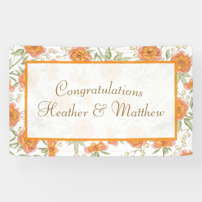 Orangen-Rosen-Hochzeit Banner (Horizontal)