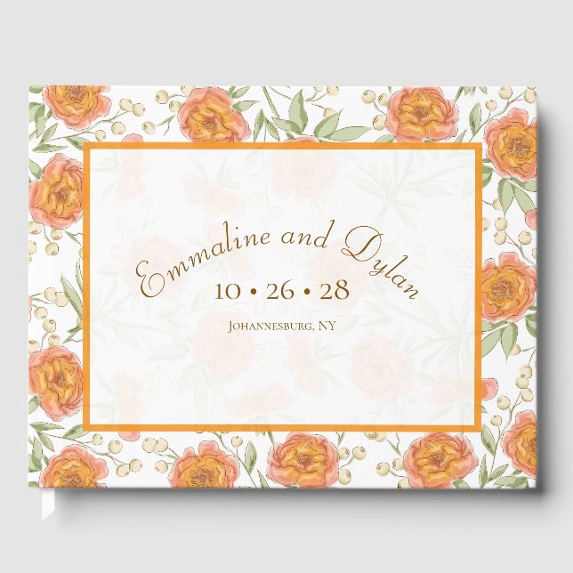 Orangen-Rosen-Hochzeit Gästebuch (Vorderseite)