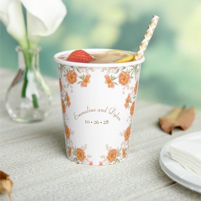 Orangen-Rosen-Hochzeit Pappbecher (In Situ)