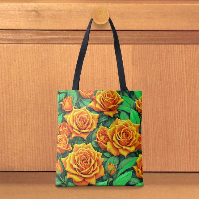 Orangen-Rosen-Tragetasche (Tote bag with orange roses)