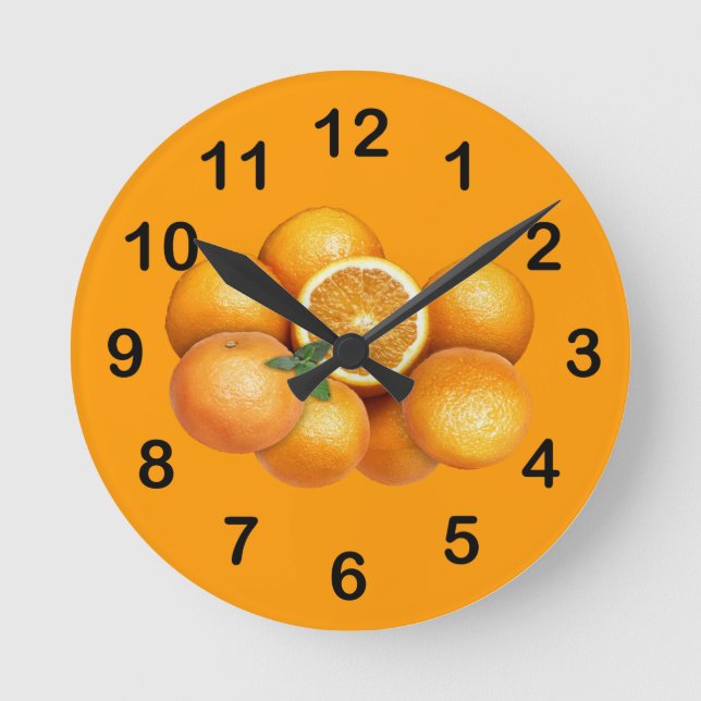 Orangen Runde Wanduhr (Vorderseite)