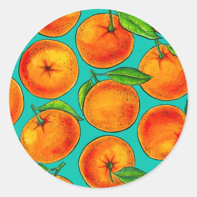 Orangen Runder Aufkleber (Vorderseite)