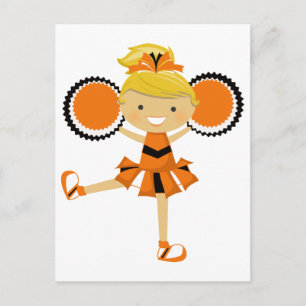 Orangen-, Schwarz- und Weiß-Cheerleader Postkarte