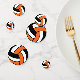 Orangen-, Schwarz- und Weiß-Volleyball Konfetti