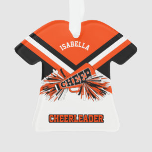 Orangen-, Schwarz- und WeißCheerleader Ornament