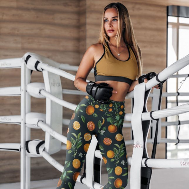 Orangen, schwarze Früchte Gemustert | LEGGINGS (Von Creator hochgeladen)