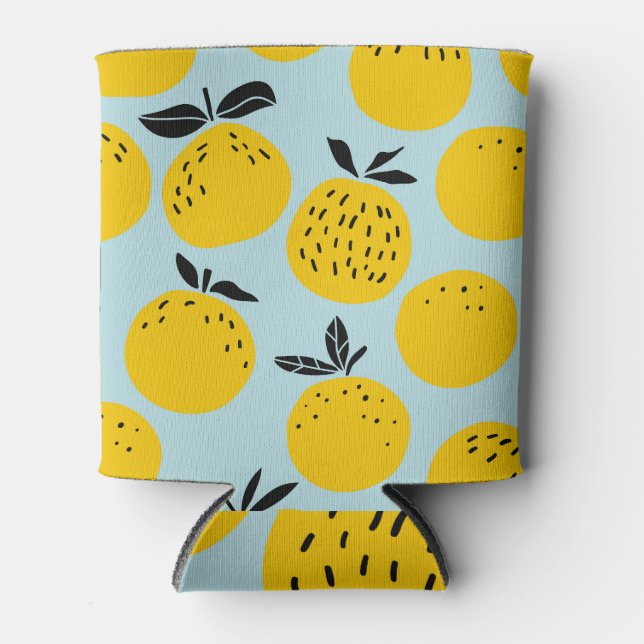 Orangen Sommer: Fruchtbares Vintages Muster Dosenkühler (Vorderseite)