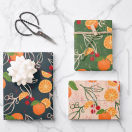 Orangen und Beeren Geschenkpapier Set