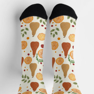 Orangen und Birnen Obst Socken