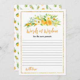 Orangen und Blätter mit den Wörtern der Weisheit Einladung