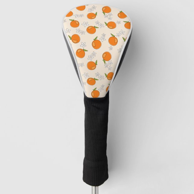 Orangen- und Blume-Muster Golf Headcover (Vorderseite)