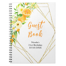 Orangen und Blumen Geburtstags-Gästebuch Notizblock