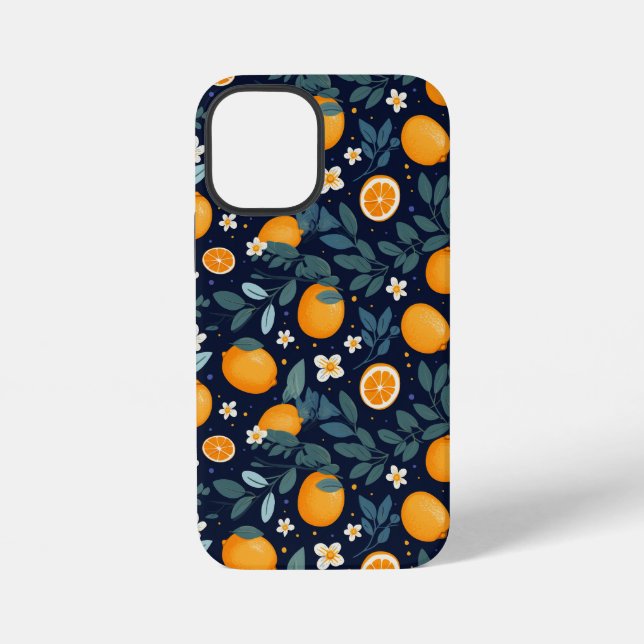 Orangen und Blumenmuster iPhone Hülle (Rückseite)