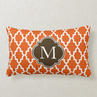 Orangen-und Brown-Marokkaner-Monogramm Lendenkissen