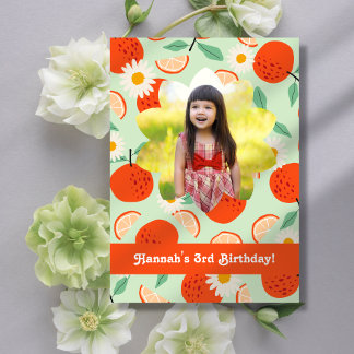 Orangen und Daisies Foto Geburtstagsparty Einladung