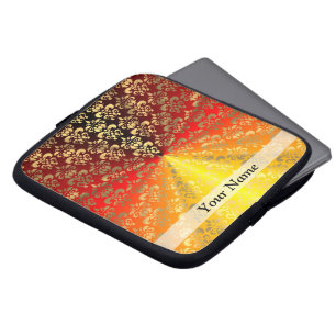 Orangen- und Golddamastmuster Laptopschutzhülle