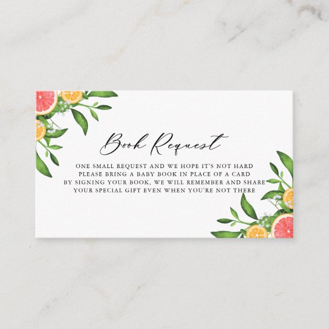 Orangen und Grapefruits Buchungsanfrage Kinderdusc Begleitkarte (Vorderseite)