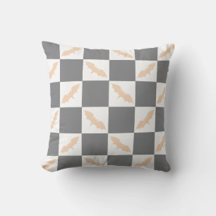 Orangen- und Kohlengast-Checkerboard Kissen