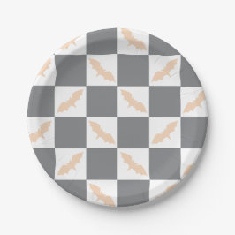 Orangen- und Kohlengast-Checkerboard Pappteller
