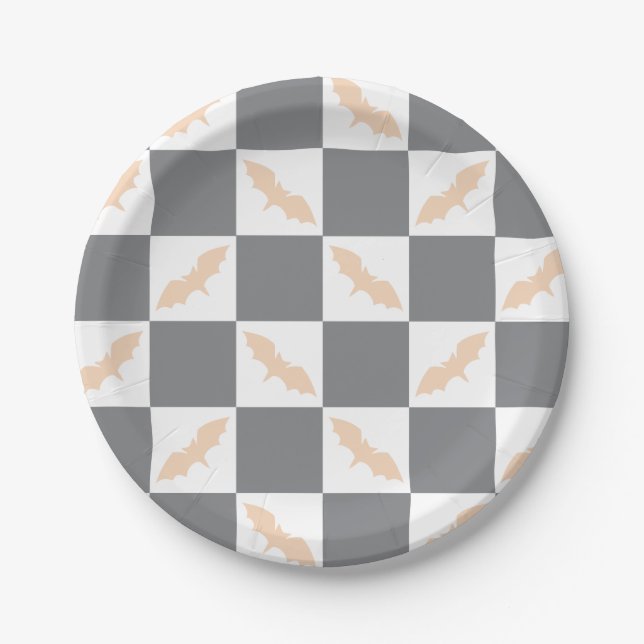 Orangen- und Kohlengast-Checkerboard Pappteller (Vorderseite)