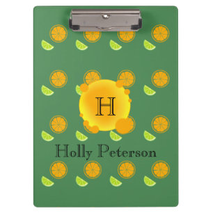 Orangen und Limonen in Hübscher Monogramm Klemmbrett