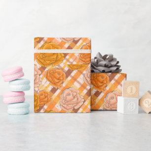 Orangen- und Rosenrosen Geschenkpapier