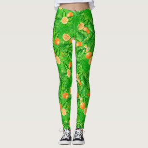 Orangen und tropische Blätter Leggings