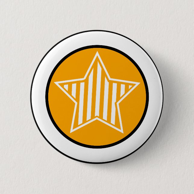 Orangen-und Weiß-Stern-Knopf Button (Vorderseite)