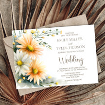 Orangen- und weiße Gänseblümchen-Hochzeit