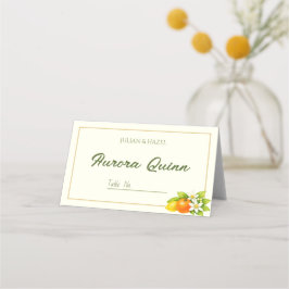 Orangen- und Zitronen-Hochzeitsplatzkarte aus dem Platzkarte