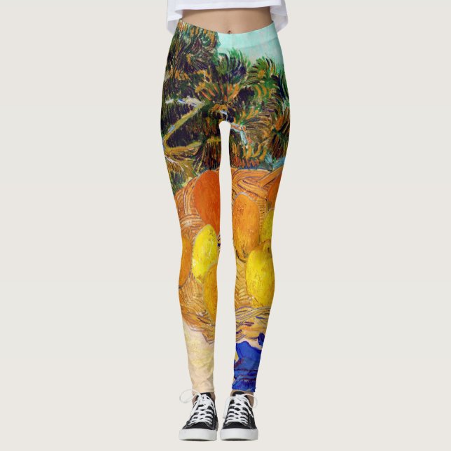 Orangen und Zitronen mit blauen Handschuhen, Van G Leggings (Vorderseite)