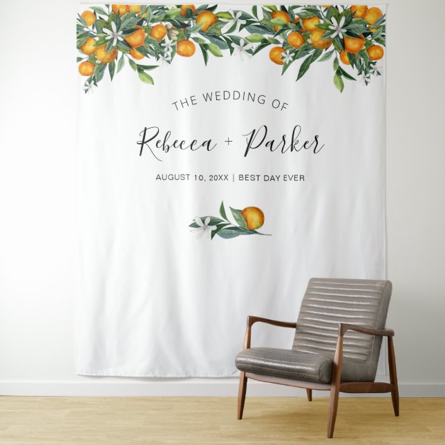 Orangen Wedding Backdrop Foto Stand Wandteppich (Beispiel)