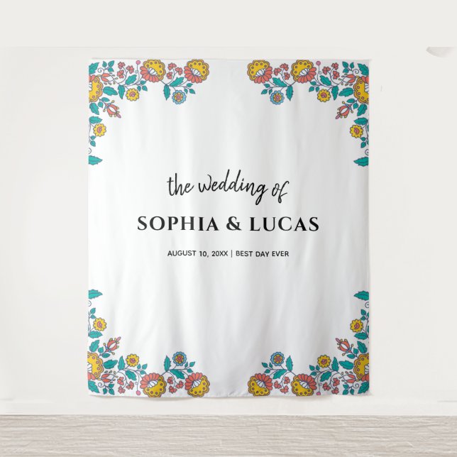 Orangen Wedding Backdrop Foto Stand Wandteppich (Vorderseite)