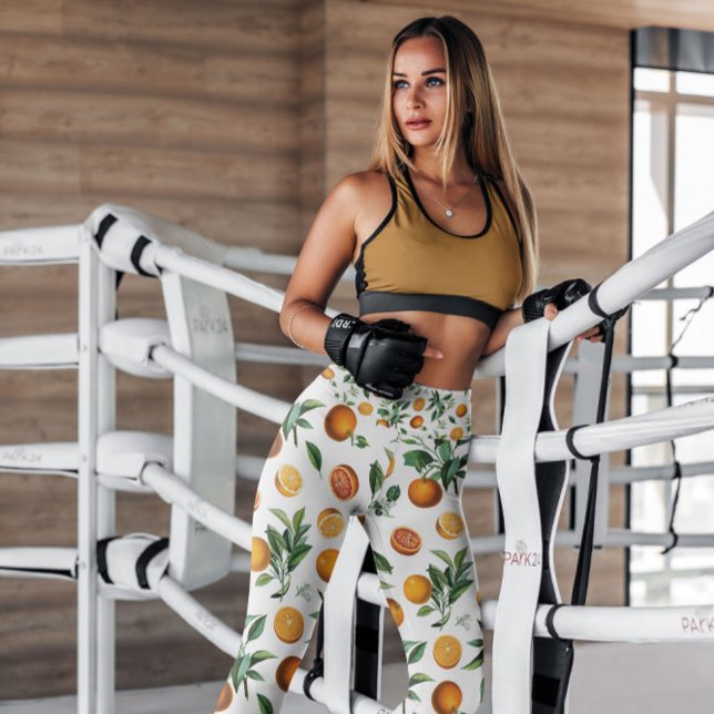 Orangen Weiße Früchte Gemustert | LEGGINGS (Von Creator hochgeladen)
