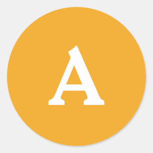 Orangen-weiße Personalisierte Monogramm-Umschlag A Runder Aufkleber