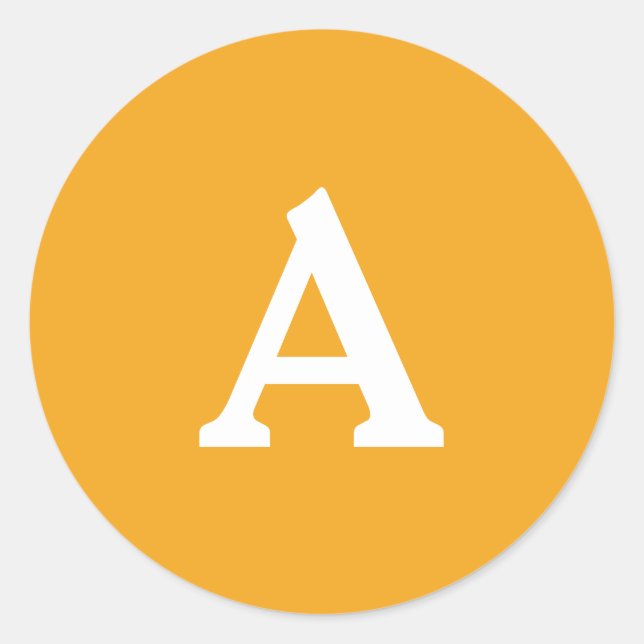 Orangen-weiße Personalisierte Monogramm-Umschlag A Runder Aufkleber (Vorderseite)