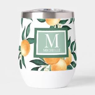 Orangen-Zitrus-Aquarell-Monogramm-Name