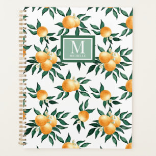 Orangen-Zitrus-Aquarell-Monogramm-Name Planer