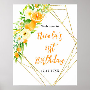 Orangen Zitrus Geburtstags Willkommen Poster