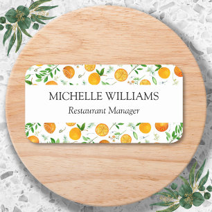 Orangen-Zitrus-Sommer-Blumen-Botanisches Muster Namensschild
