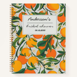 Orangen Zitrusfrucht Florales Muster Brautparty Notizbuch