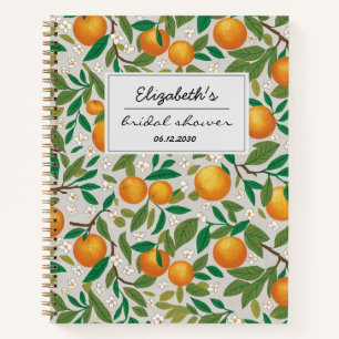 Orangen Zitrusfrucht Florales Muster Brautparty Notizbuch
