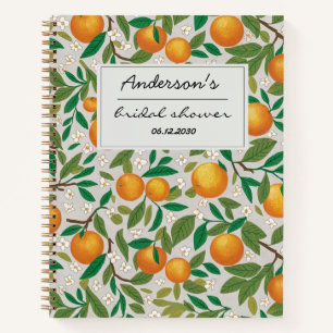 Orangen Zitrusfrüchte Blumenmuster Brautparty Notizbuch