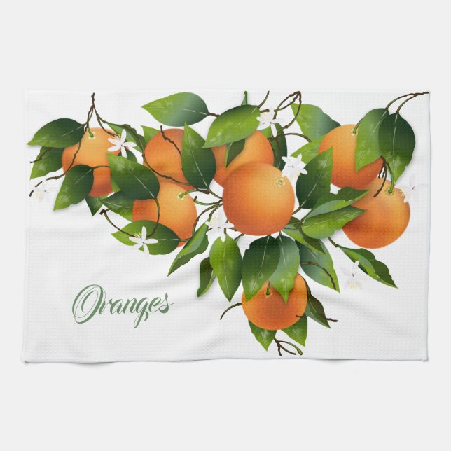 Orangen Zitrusfrüchte Botanisch Geschirrtuch (Horizontal)