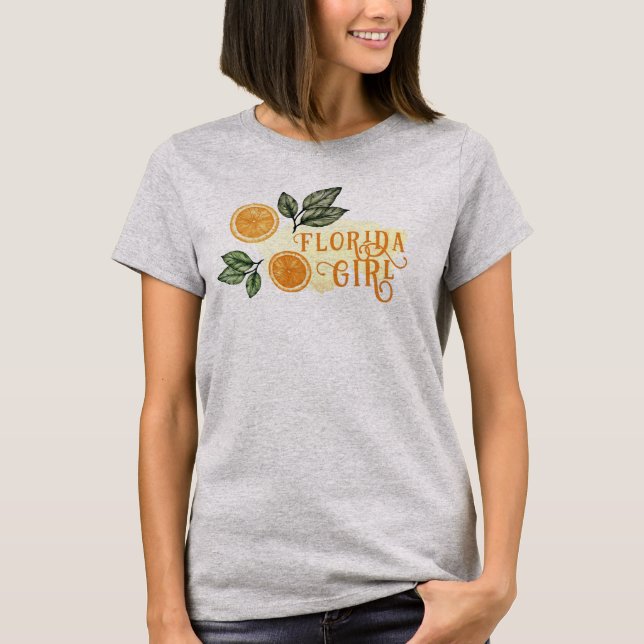 Orangen Zitrusfrüchte Wasserfarbe Florida Girl T-Shirt (Vorderseite)