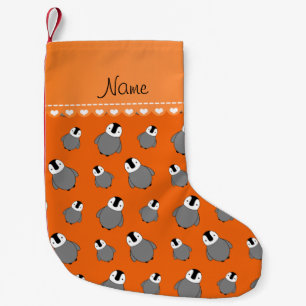 Orangenbaby-Pinguine mit personalisiertem Namen Kleiner Weihnachtsstrumpf