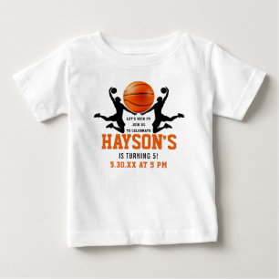 Orangenbasketball Boy 5. Geburtstagsparty Baby T-shirt